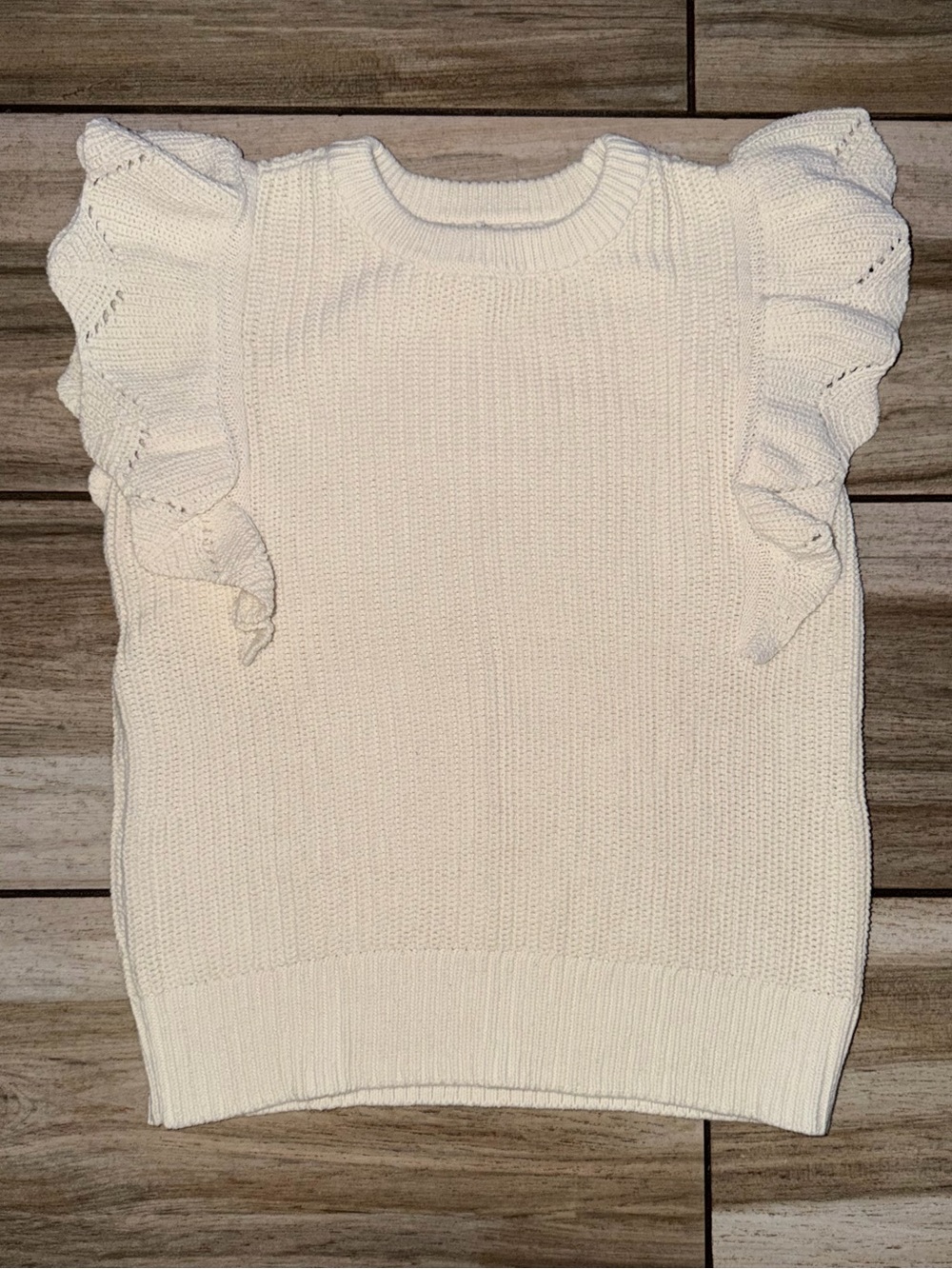 Maurices Cream Ruffle Sleeve Knit Shirt